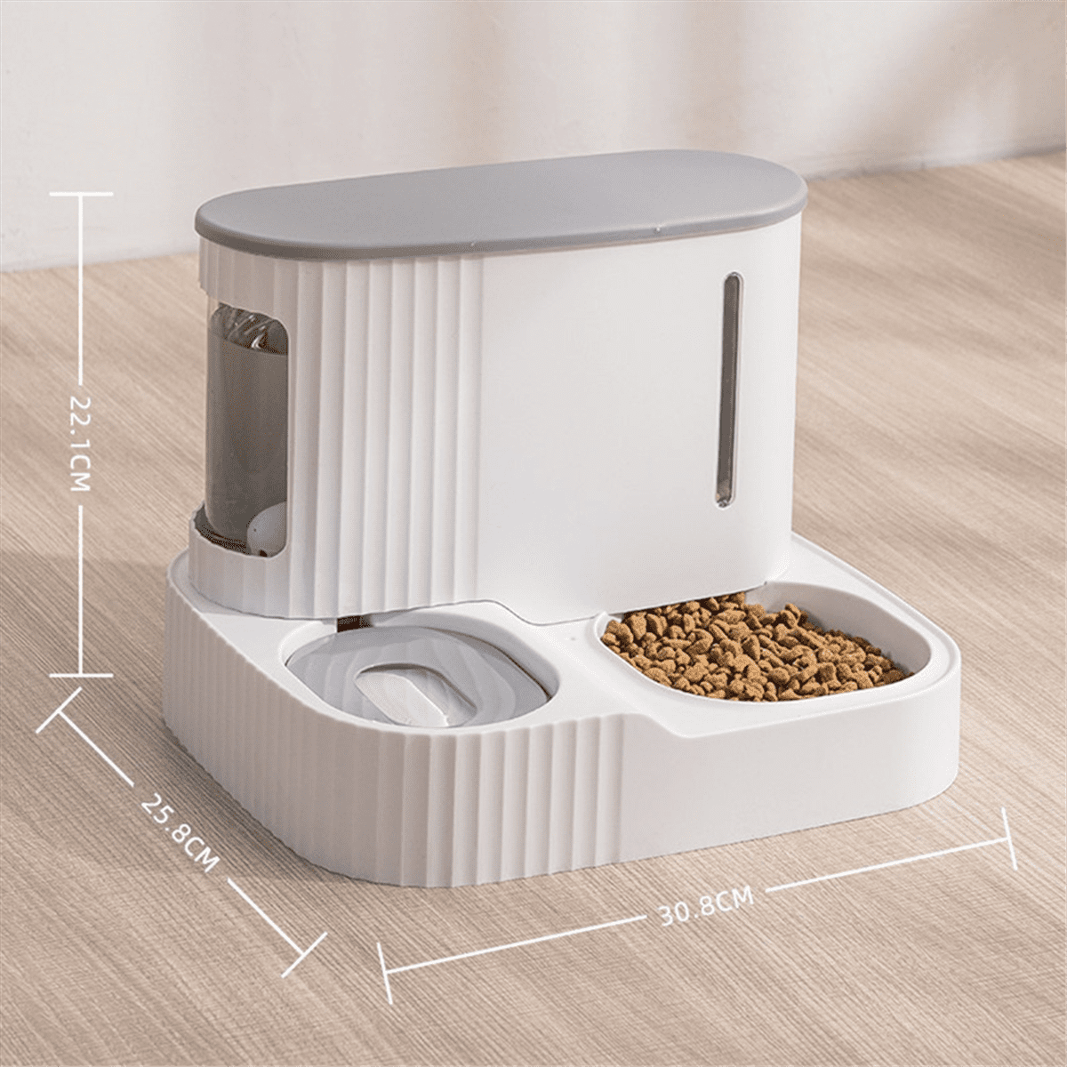 Dog Food Feeder Cat Automatic Feeding Water Bowl Pet Storage Dispenser.