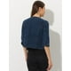 thumbnail image 3 of Allegra K Chaqueta de mezclilla sin cuello para mujer Chaquetas de mezclilla de manga 3/4 Azul Oscuro M, 3 of 6