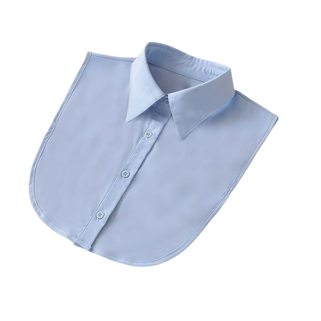 pitrice 1/2/3 Simple Design Solid Color False Collar Formal Fashion Chiffon Fake Half Shirt Decorative Detachable Lapel Clothing Decor Blue Point 1 Pc