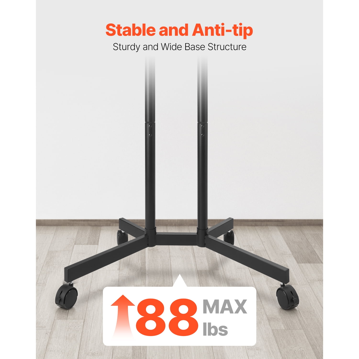 KFFKFF Mobile Television Stand, Sturdy TV Mount for 32-65 Inch, Height Adjustable TV base with Casters, Support up to 88 lbs, Ideal for Lounge, Bedroom, Workplace, Outdoor
