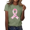 thumbnail image 1 of Women's Casual Round Neck Short Sleeve T-Shirt Featuring Cancer Awareness Ribbon Print for Everyday Comfort and Support, 1 of 5