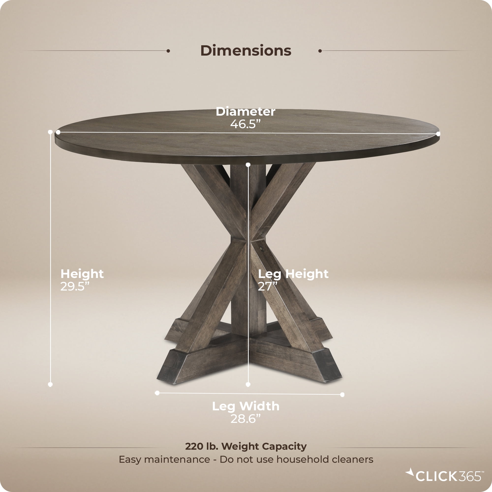 Finch Alfred Round Dining Table in Rustic Brown for Modern Farmhouse