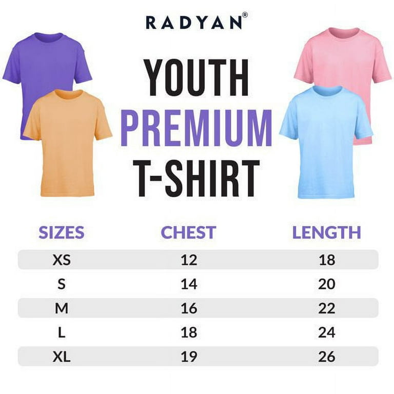 Radyan 2 Pack Youth Premium T-Shirts for School Kids, Half Sleeve