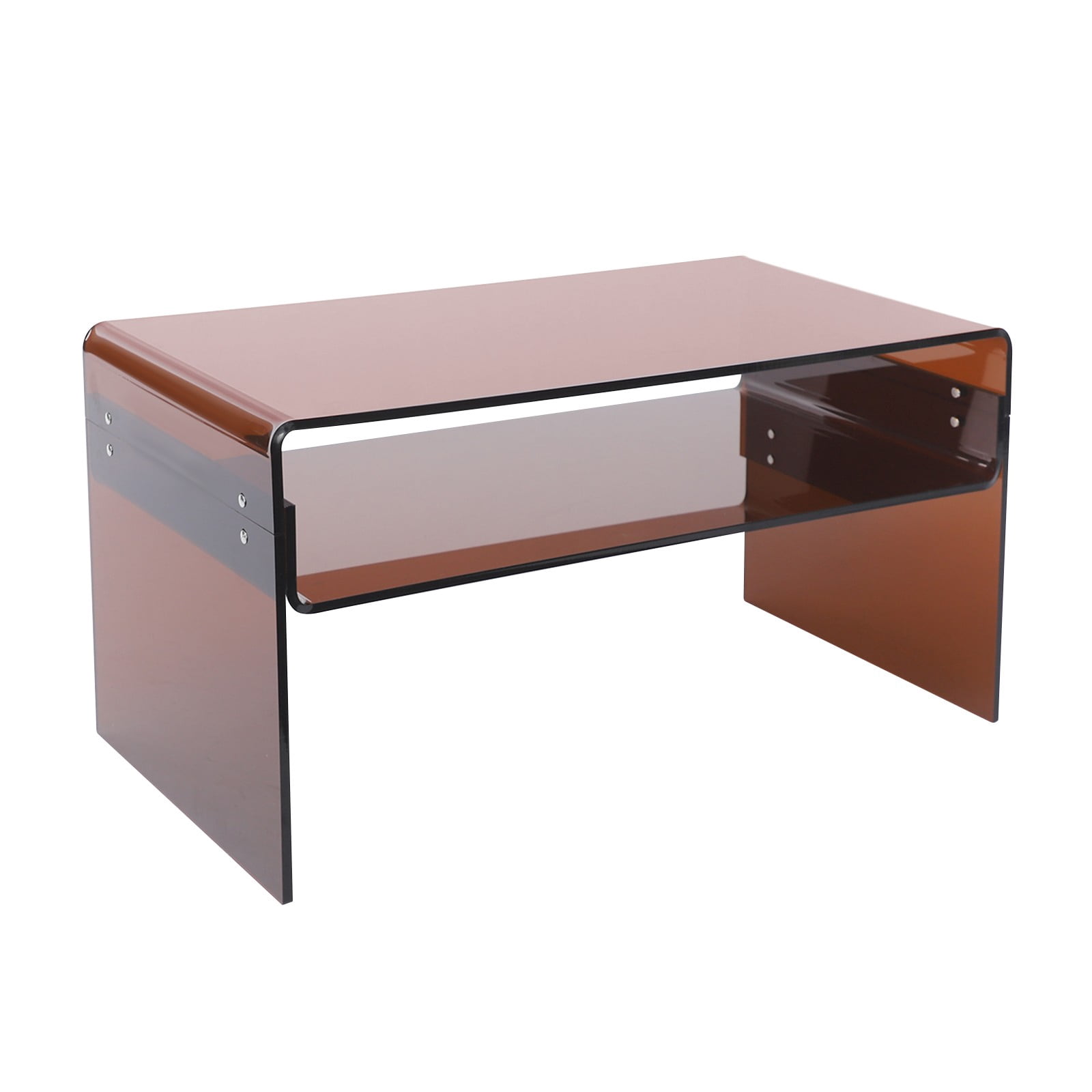 Acrylic Coffee Table 2 Tiers Living Room Side End Tea Table with Storage Shelf