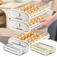 thumbnail image 1 of Iumwxz Kitchen Organizers Eggs Storage Eggs Racks Refrigerator Eggs Storage Boxes Clear Visible Large Capacity Space Saving Food Grade Drawer Rolling Refrigerator Eggs Racks Beige Holiday Saving, 1 of 7