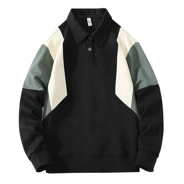 pstuiky camisa de manga larga para hombre, Camiseta de manga larga con botones y estampado vintage para hombre, sin capucha top de hombre l