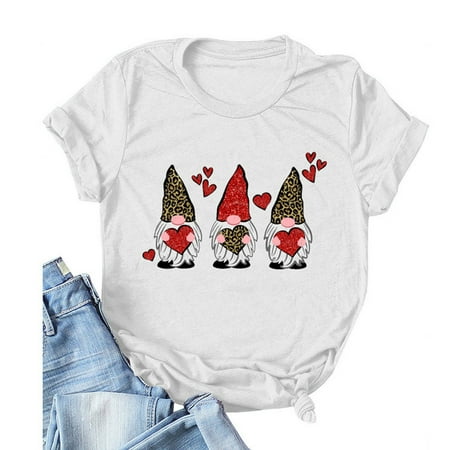 

WOXINDA Three Dwarfs Valentine s Day short-Sleeved Loose set Head Large Yards Round Neck