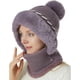 thumbnail image 3 of Gorro de invierno con capucha de vellón tejido para mujer, con máscara para cubrir el cuello y la cara, gorro de invierno grueso para ciclismo y esquí al aire libre, 3 of 5
