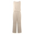 thumbnail image 4 of Conjunto informal de dos piezas para mujer con cuello redondo, sin mangas, cintura alta y pernera ancha - Top con dobladillo elástico - Pantalones de corte holgado - Versátil para looks informales, 4 of 4