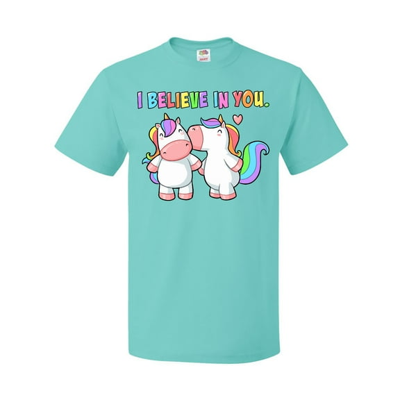 Inktastic I Believe in You Cute Rainbow Unicorns T-Shirt