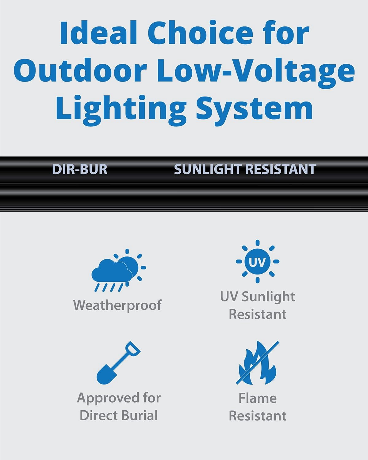 Lightkiwi 14/2 Low Voltage Landscape Wire 100FT – Direct Burial Copper Outdoor Cable for LED Path, Spotlight & Garden Lighting, ETL Listed