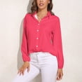 thumbnail image 3 of Neon Fuchsia RED Long Sleeve Blouse Woman Streetwear Casual Shirts Summer Oversize Woman Streetwear Clothing Birthday Present, 3 of 7