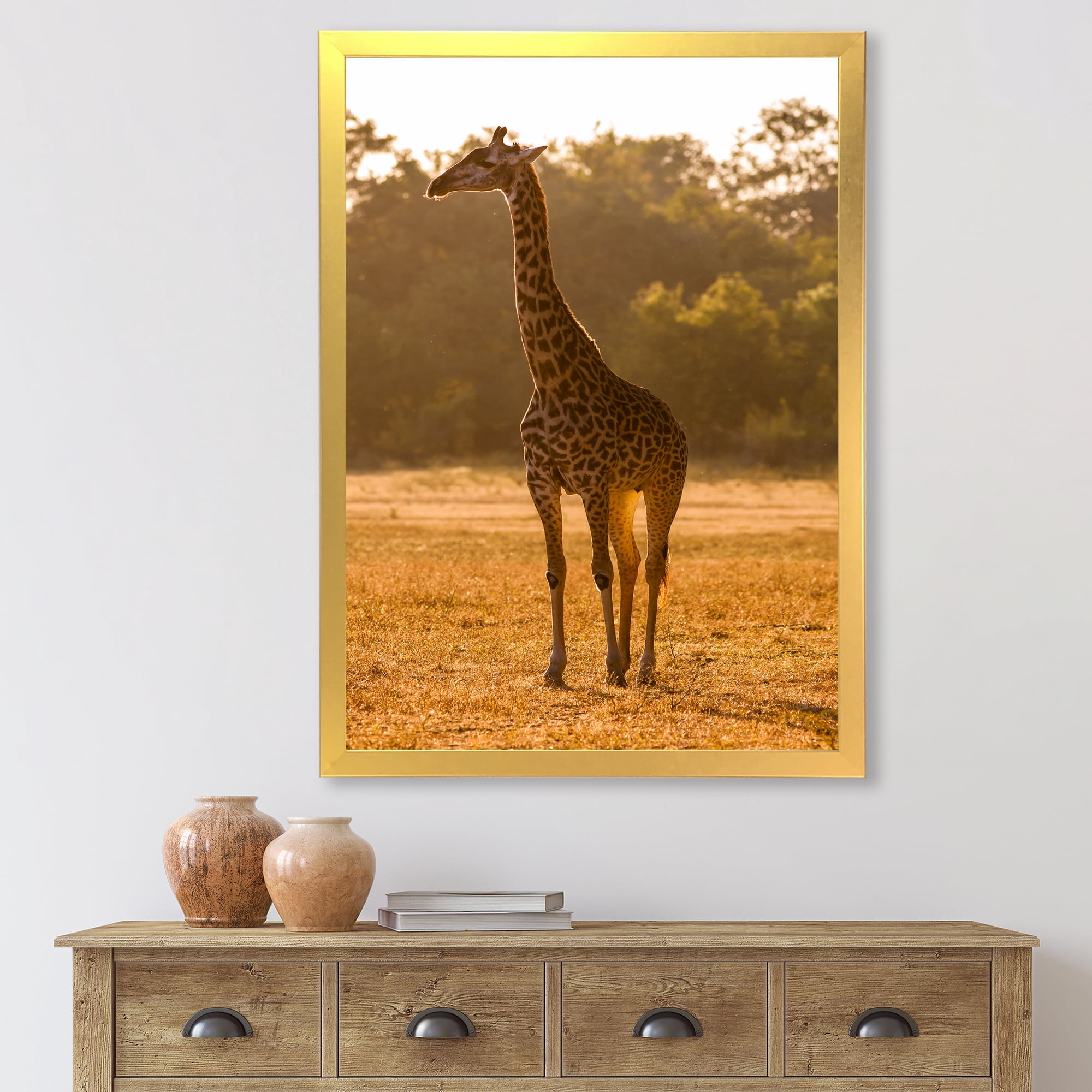 Designart 'African Giraffe In The Wildlife II' Farmhouse Framed Art Print