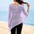 thumbnail image 6 of YSUEJPF Womens Sheer Poncho Mesh Beach Coverup One Shoulder Irregular Knit Swimsuit Cover Up Batwing Sleeve Breathable Beachwear, 6 of 6