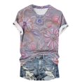 thumbnail image 2 of Cilsoka Trendy Shirts for Women Short Sleeve, Womens Summer Short Sleeve Tops Floral Printed T Shirts Casual Basic Graphic Tees, Floral Print Tshirts, 2 of 5