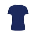 thumbnail image 4 of qucoqpe Womens Summer Tops Fashion Casual Solid Color Curved Crew Neck Scalloped Hemline Short Sleeve T-shirts Trendy Business Blouses Loose Fitted Tee, 4 of 7