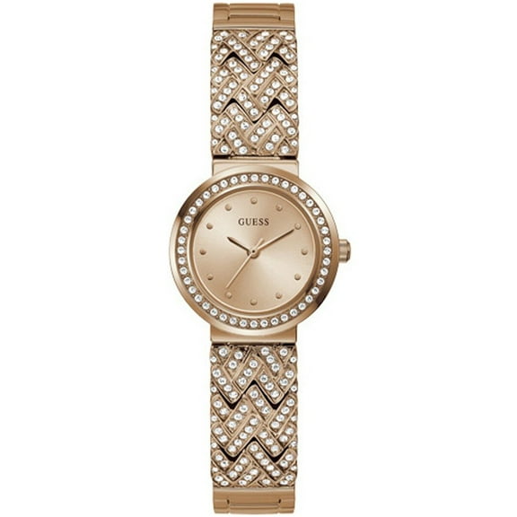 Women's Guess Rose Gold Elegant 28mm Crystallized Glitz Watch GW0476L3
