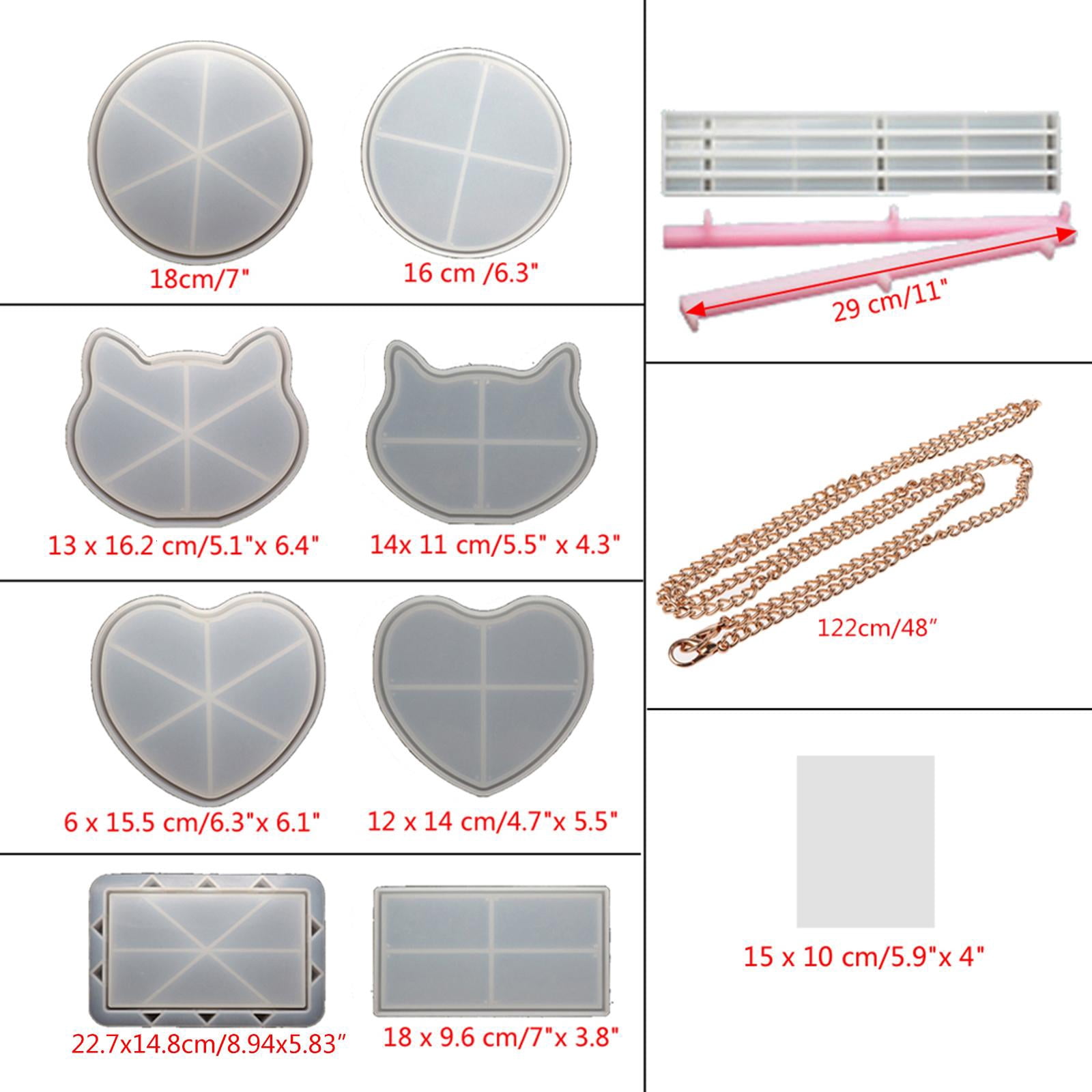 Osdhezcn Shaker Clutch Bag Silicone Mold Set Rectangular Bag Making Mold Dynamic Liquid Quicksand Resin Bag Mold for DIY Handbag