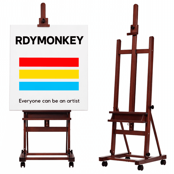 Easel Stand for Painting and Display, Adjustable H Frame Floor Art Easel for Drawing, Heavy Duty Beech Wood Hold Canvas up to 146", 4 Wheels & Storage Tray - Professional for Sign, Studio