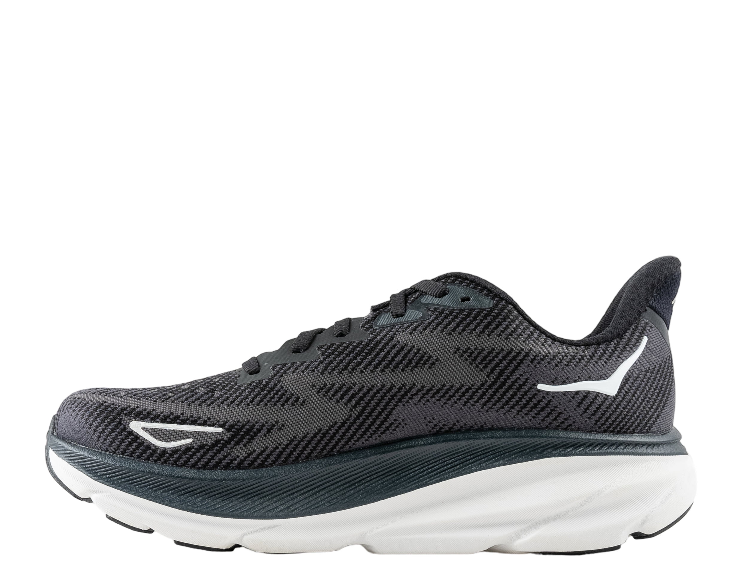 Hoka Clifton 9 Men's Running Shoes, Black White, Mesh, Lace-Up