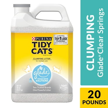 Tidy Cats Purina with Glade Tough Odor Solutions Clear Springs Clumping Cat Litter (2) 20 lb