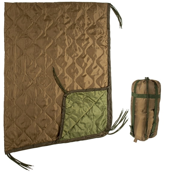 USGI Industries Military Woobie Blanket - Thermal Insulated Camping Blanket, Poncho Liner - Large, Portable, Water-Resistant, for Hiking, Outdoor, Survival, Comes with Compression (OD-Coyote