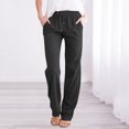 thumbnail image 1 of Women's Plain Cotton And Linen Drawstring Loose Casual Wide Leg Trousers, 1 of 5