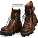 thumbnail image 5 of Botas de trabajo de cuero genuino para hombre, botas de combate militares, botas de moda Punk con calavera gótica, botas de motocicleta 50 Vintage, 5 of 5
