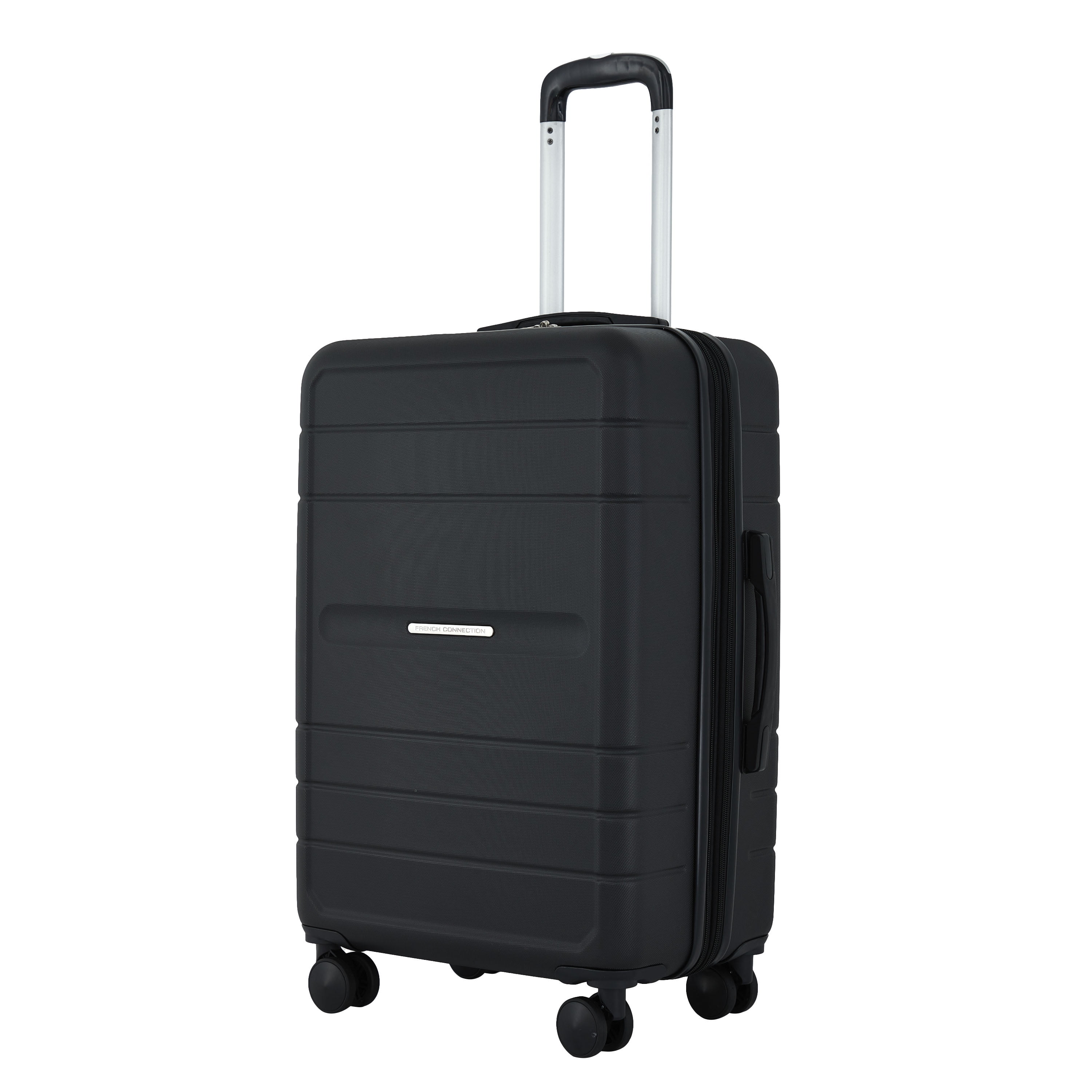 French Connection 22in Expandable Rolling Carry-on with Cup Holder, Black