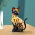 thumbnail image 3 of Stained Glass Cat Lamp, Shaped Resin Novelty Table Light For Home Decor, 3 of 7