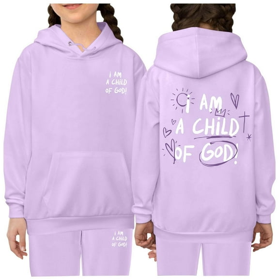 Teen Girls Jesus Loves You Print Hooded Sweatshirts Long Sleeve Oversize Pullover and Jogger Pants 2 Pcs Winter Clothes Toddler 10-11 Years Boys Clothes Cute Boys Girls Clothing