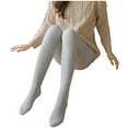 thumbnail image 3 of UVEASISHA Women Thick Thermal Tights Knit Cotton Fleece Lined Pantyhose for Winter Warmth Stretchy Soft Daily Wear Leggings Gray Free Size, 3 of 5