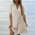 thumbnail image 5 of UPPADA Women's Summer Button Down Shirt Dress Casual Ruffle Sleeve Shift Mini Dresses with Pockets Drop Waist Tunic Shirt Dress White,XL, 5 of 8