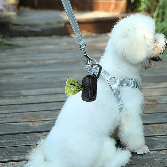 Dog Poop Bag Dispenser Pet Waste Holder Mesh Fabric Leash Attachment Outdoor Walking Dog Supplies Portable Durable