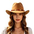 thumbnail image 3 of Premium Felt Cowboy Hat with Cattleman Crease Wide Brim Shapeable Western Hat for Men Women Cowgirl Rodeo Daily Wear, 3 of 5
