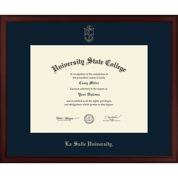 La Salle University Diploma Frame, Document Size 16" x 12"