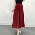 thumbnail image 4 of XPMWRP Women's High Waist Pleated Wide Leg Chiffon Pants Flowy Loose Fit Palazzo Trousers for Casual Summer Daily Wear Wine Free Size, 4 of 6