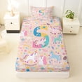 thumbnail image 3 of Castle Fairy Unicorn Letter S Twin Sheet Sets 3pcs for Kids,Kawaii Animal Bedding, 3 of 6