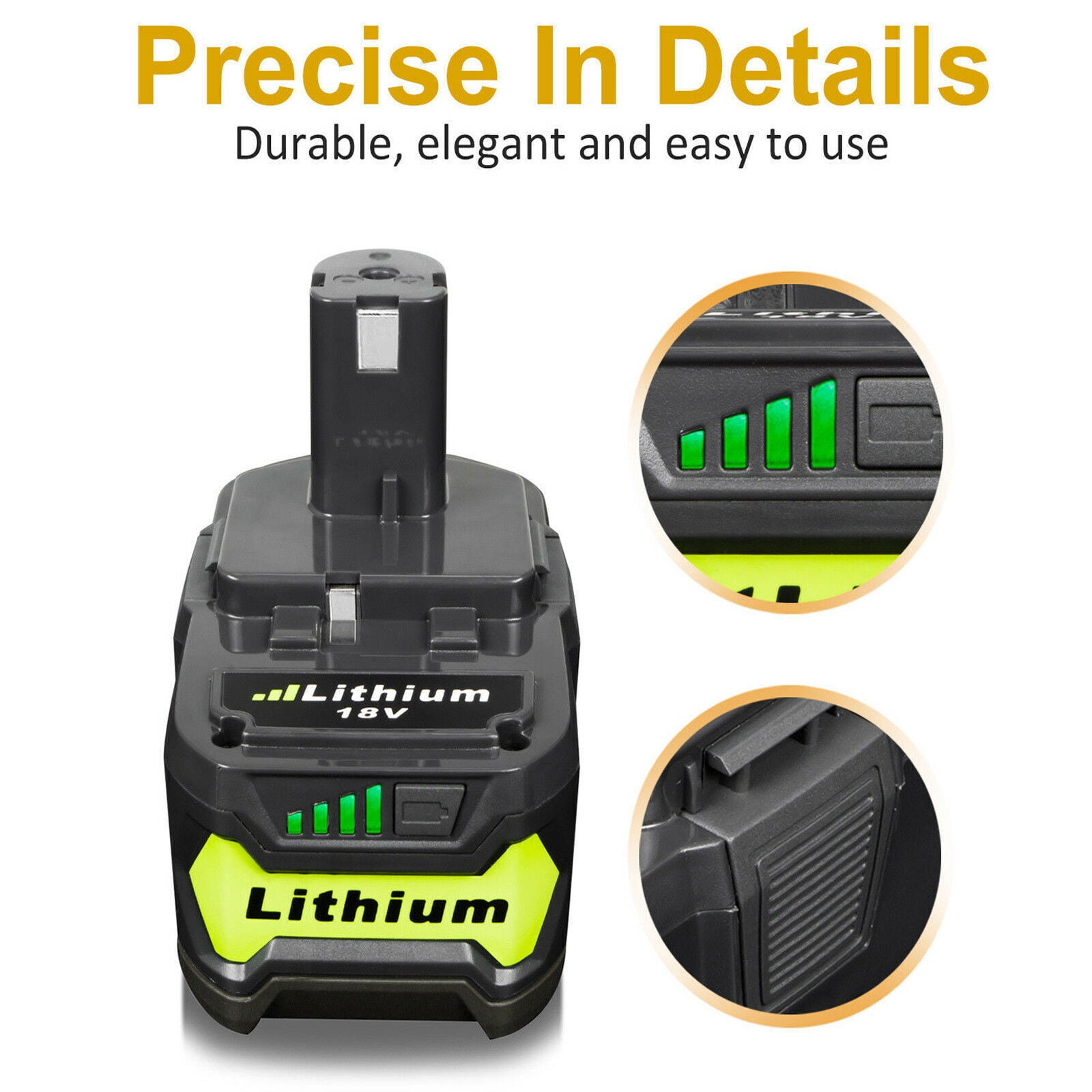 2pack 8.0Ah Replacement for Ryobi P108 18V Lithium Battery P105 P102 P103 P107 P109 P100 for Ryobi 18-Volt Battery