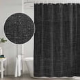thumbnail image 5 of Black Burlap Texture Shower Curtain, Waterproof Shower Curtains for Bathroom, Farmhouse Vintage Black Washable Fabric Bathtub Curtain Set Bath Decor with 12 Hooks 48"x72", 5 of 8