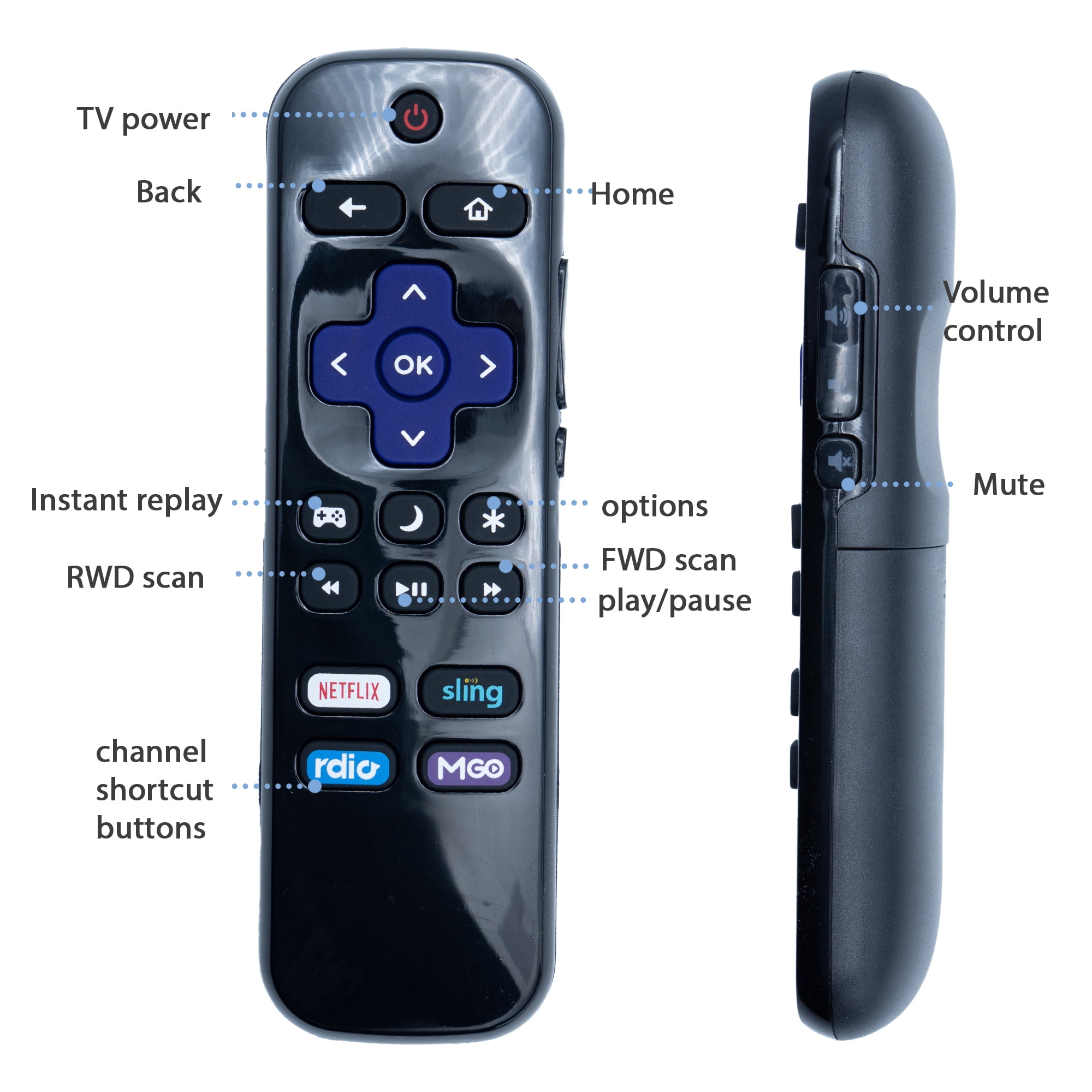 Replacement Insignia Roku TV Remote Control NS-RCRUS-16