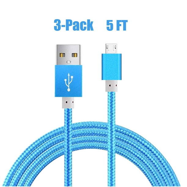 3 Pack Micro Usb Cord Data Sync And Power Charging Kindle Fire Charger Cord For Amazon Kindle Fire Touch Hd Hdx Kindle Paperwhite Voyage Oasis Amazon Tap Nextbook M902r M907 Blue Walmart Com Walmart Com