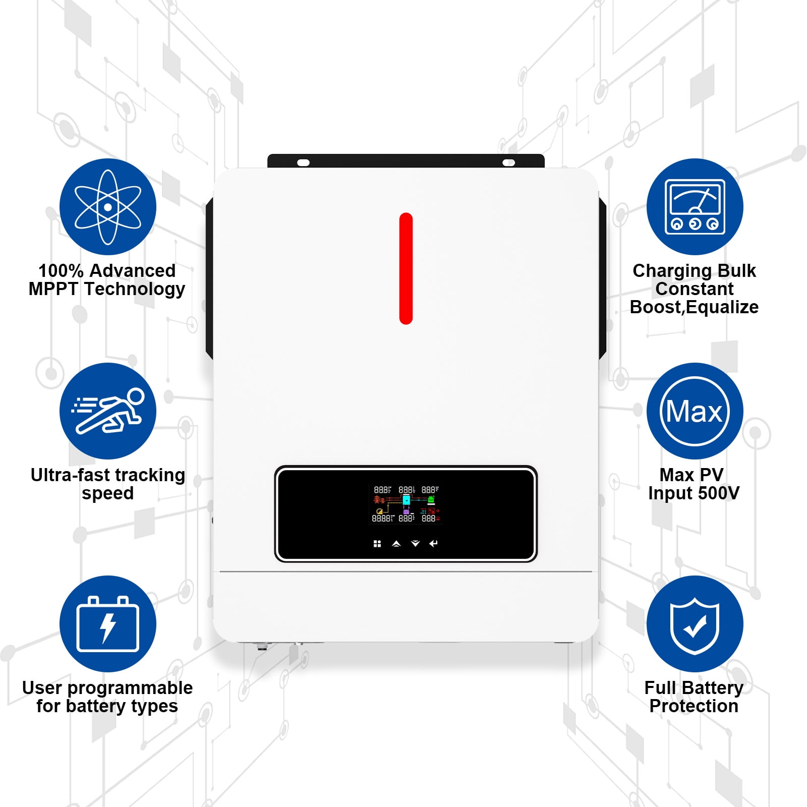 CNSWIPOWER 4200W Hybrid Solar Inverter 24V DC to 220-230VAC, Pure Sine Wave Solar Inverter with 120A MPPT Solar ntroller,Supports Parallel Connection, Compatible with 24V LiFePO4/Li/GEL/AGM Batteries