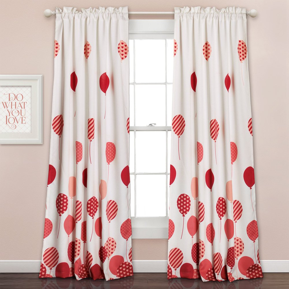 Flying Balloon Room Darkening Window Curtains, 84inches in L, Set of 2