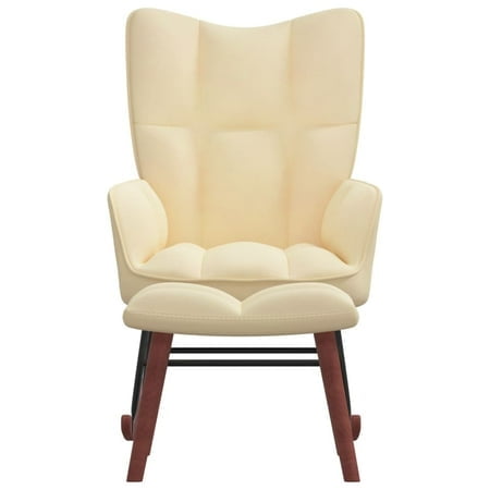 vidaXL Rocking Chair with a Stool Cream White Velvet