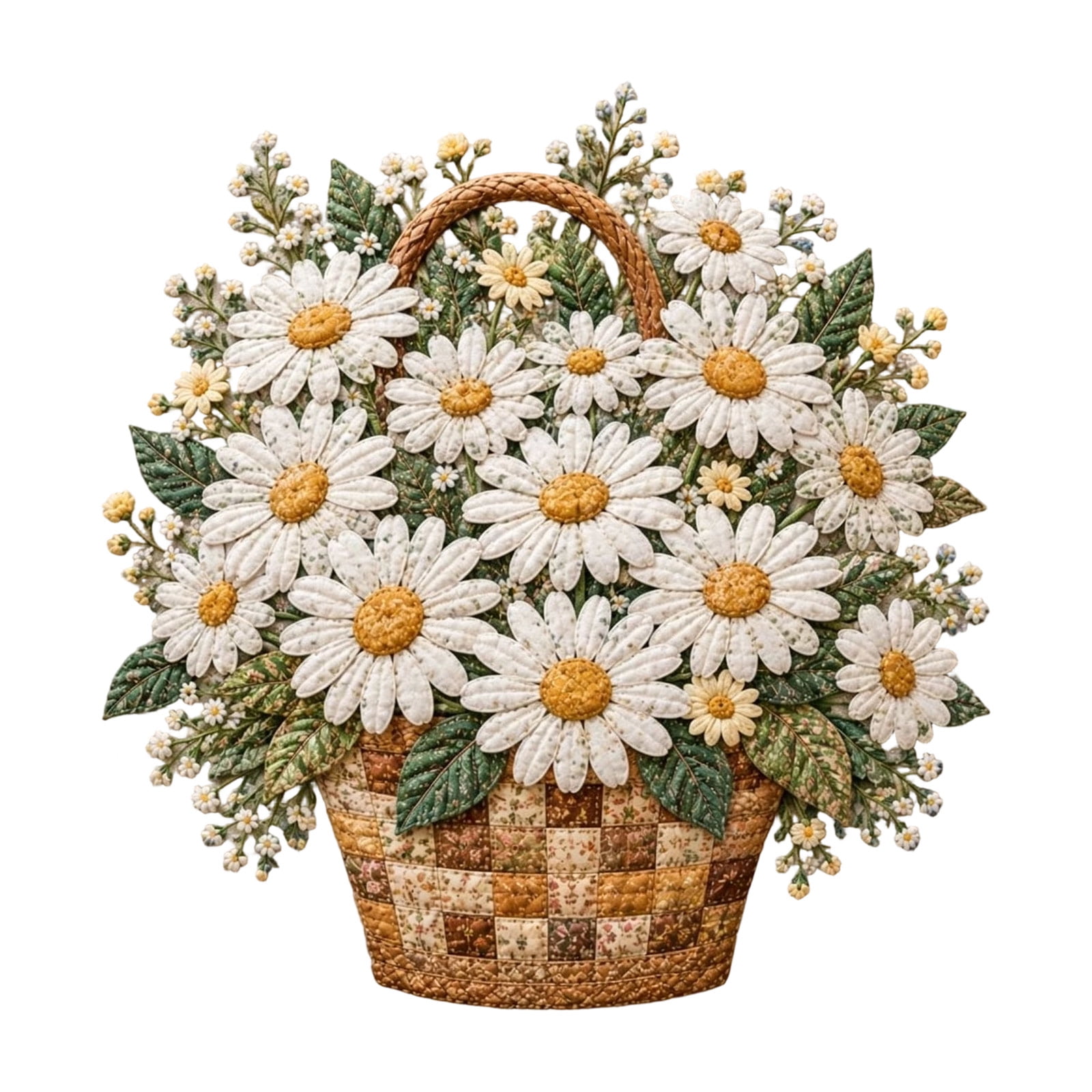 DIY Flower Basket Patchwork Kit Floral Fabric Craft Material Pack Handmade Quilting Sewing Set for Adult Crafting Beginners Home Decor Ornaments Creative Art Project
