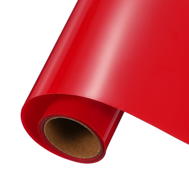Vinilo de Transferencia Térmica Rojo Brillante Uxcell, Rollos de Vinilo de 10 Pulgadas x 5 pies para Corte de Calcomanías, Señales, Álbumes de Recortes, Manualidades DIY, Decoración del Hogar