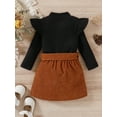 thumbnail image 4 of Bagilaanoe 2Pcs Toddler Baby Girls Fall Outfits Long Sleeve Knitting Shirt Tops + Skirt with Belt 6M 12M 2T 3T 4T 5T Kids Casual Skirt Set, 4 of 9