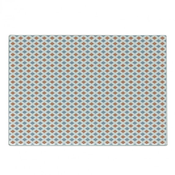 Modern Cutting Board, Geometrical Image with Colorful Rhombus and Bold Borders Image Print, Decorative Tempered Glass Cutting and Serving Board, Small Size, White Seafoam and Coral, by Ambesonne