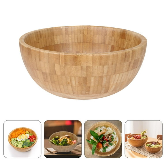 WRITWAA Round Bamboo Fruit and Salad Bowl Modern Design for Home Use Khaki Color